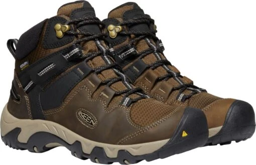 'Keen Outdoor' Men's Steens WP Leather Mid Hiker - Canteen / Black -Shoes Boot Store 1022327 PLA