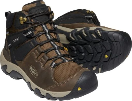 'Keen Outdoor' Men's Steens WP Leather Mid Hiker - Canteen / Black -Shoes Boot Store 1022327 PPS
