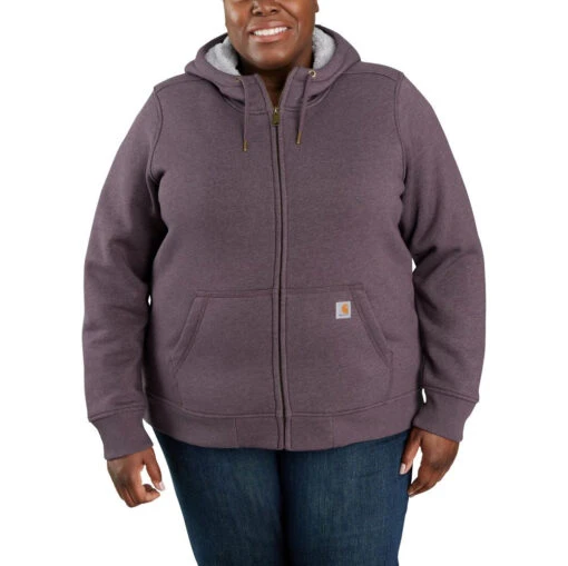 'Carhartt' Women's Clarksburg Sherpa-lined Full Zip Hoodie - Blackberry Heather -Shoes Boot Store