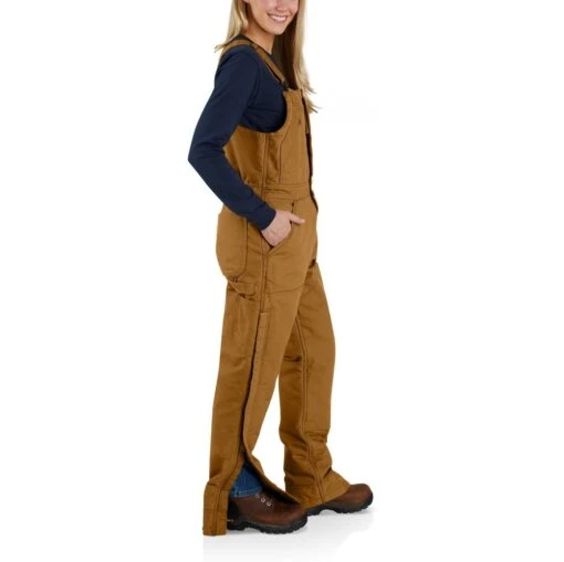 'Carhartt' Women's Loose Fit Duck Insulated Biberall - Carhartt Brown -Shoes Boot Store