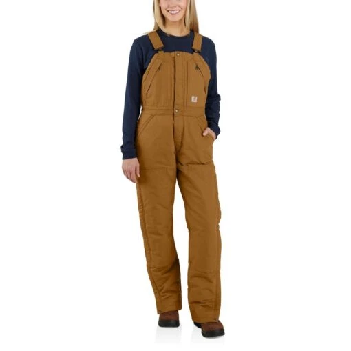 'Carhartt' Women's Loose Fit Duck Insulated Biberall - Carhartt Brown -Shoes Boot Store