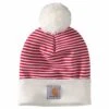 'Carhartt' Adult Knit Pom Pom Cuffed Beanie - Red Stripe -Shoes Boot Store 104884 600 MF21 1024x1024@2x