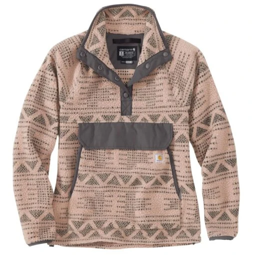 'Carhartt' Women's Fleece 1/4 Relaxed Fit Fleece Jacket - Taupe Aztec -Shoes Boot Store