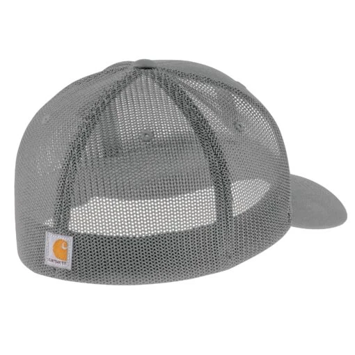 'Carhartt' Men's Rugged Flex Fitted Canvas Mesh-Back Logo Graphic Cap - Asphalt -Shoes Boot Store
