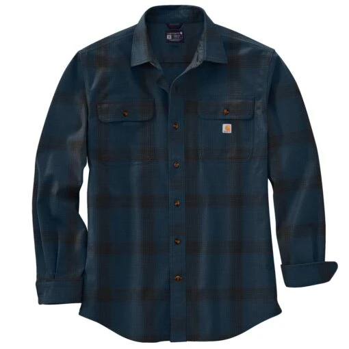 'Carhartt' Men's Heavyweight Flannel Button Down - Night Blue -Shoes Boot Store