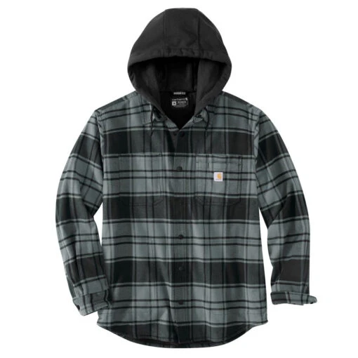 'Carhartt' Men's Rugged Flex® Flannel Fleece Lined Hooded Shirt Jac - Elm -Shoes Boot Store