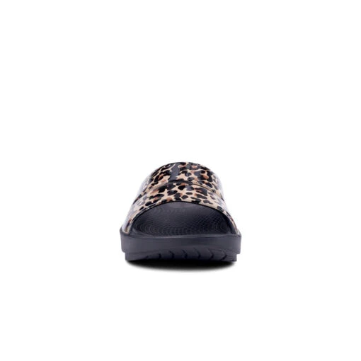 'OOFOS' Women's OOahh Slide Limited Edition - Black / Leopard -Shoes Boot Store 1103BLKLEOPRD