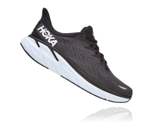 'HOKA' Men's Clifton 8 - Black / White -Shoes Boot Store 1119393