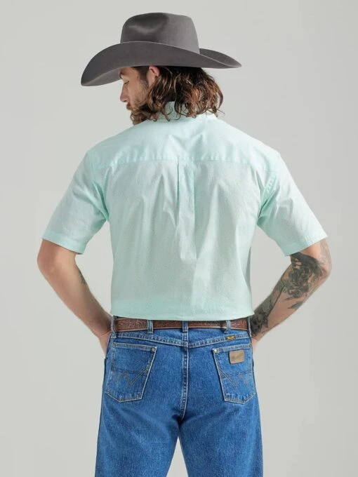 Wrangler 'George Strait' Men's Print Relaxed Fit Button Down - Mint Paisley -Shoes Boot Store 112324895