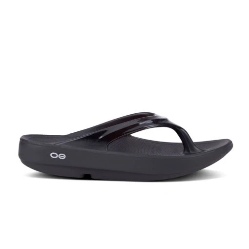 'OOFOS' Women's OOlala Thong - Black Patent -Shoes Boot Store