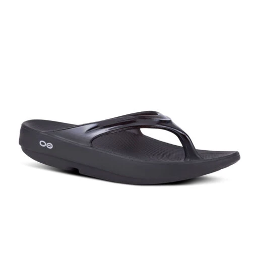 'OOFOS' Women's OOlala Thong - Black Patent -Shoes Boot Store