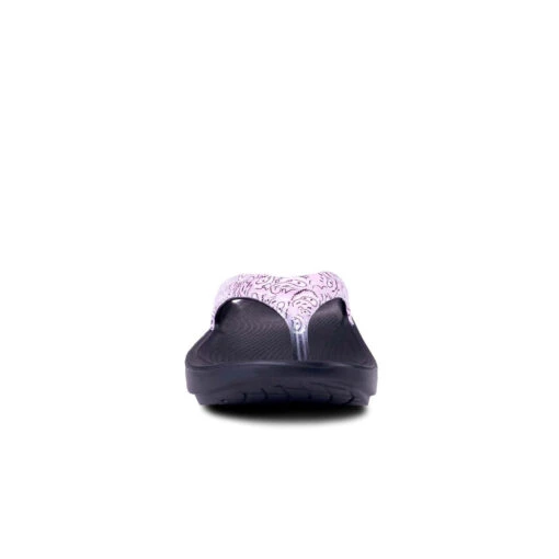 'OOFOS' Women OOlala Luxe Thong - Black / Pink Bandana -Shoes Boot Store