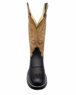 'Hondo Boots' Men's 14" Nubuck Bullhide Western Round Toe - Black / Tan -Shoes Boot Store 22843 1024x1024@2x