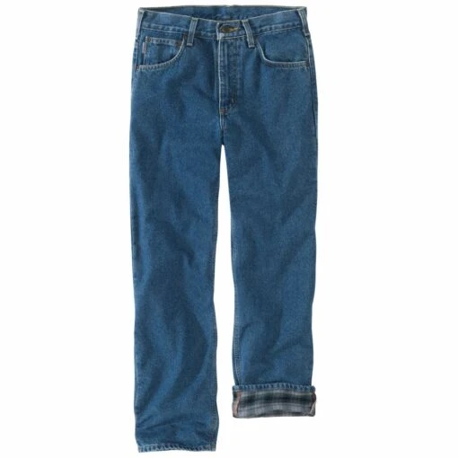 'Carhartt' Men's Relaxed Fit Heavyweight Flannel-Lined 5 Pocket Jean - Darkstone -Shoes Boot Store