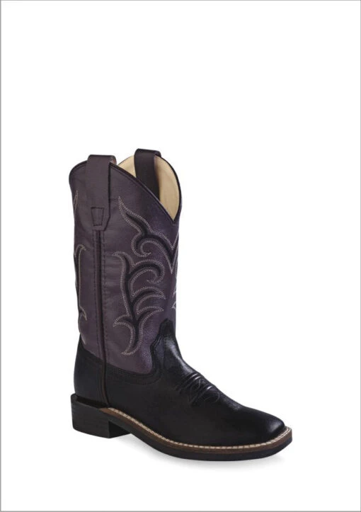 'Old West' Child's Western Square Toe - Black / Grey -Shoes Boot Store
