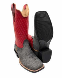 'Fenoglio' Men's 13" Cape Buffalo Western Square Toe - Grey / Red -Shoes Boot Store FB342426286 1024x1024@2x