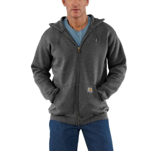 'Carhartt' Men's Loose Fit Midweight Full Zip Sweatshirt - Carbon Heather -Shoes Boot Store