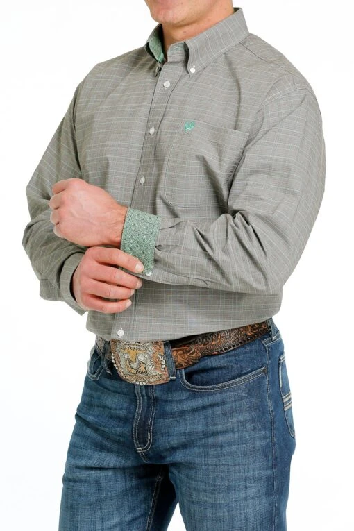 'Cinch' Men's Plaid Classic Fit Button Down - Brown / Green -Shoes Boot Store