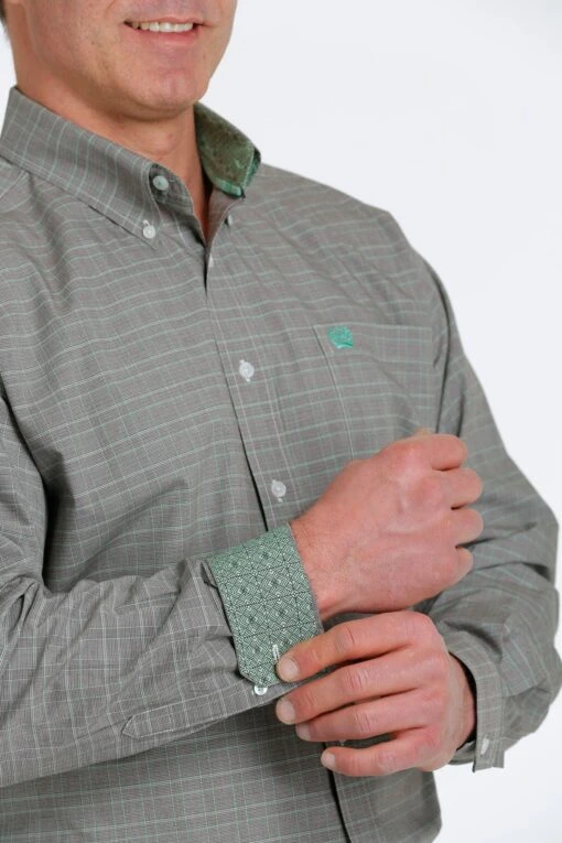 'Cinch' Men's Plaid Classic Fit Button Down - Brown / Green -Shoes Boot Store