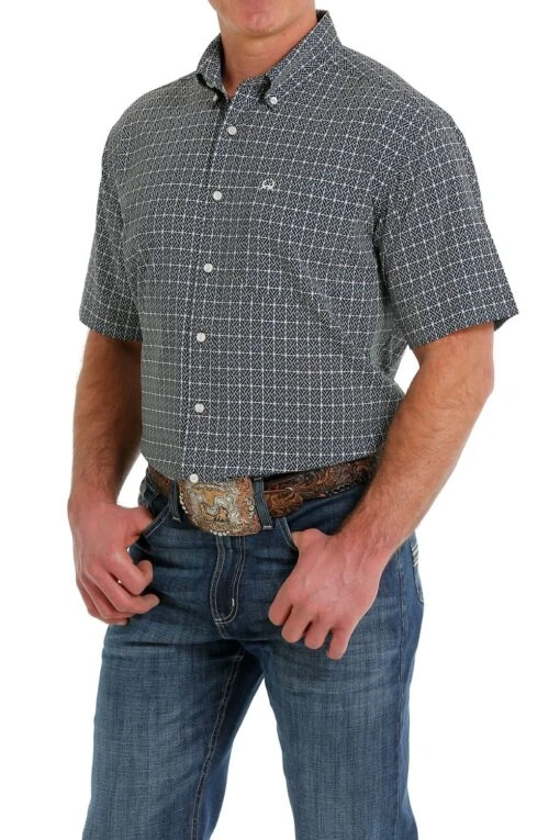 'Cinch' Men's ArenaFlex Print Classic Fit Button Down - Navy -Shoes Boot Store MTW1704115
