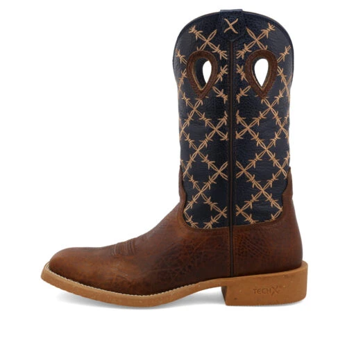 'Twisted X' Men's 12" Tech X Western Square Toe - Rustic Brown/ Navy -Shoes Boot Store