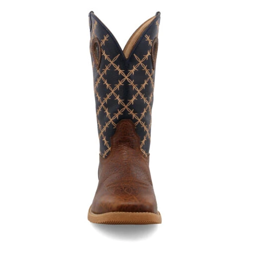 'Twisted X' Men's 12" Tech X Western Square Toe - Rustic Brown/ Navy -Shoes Boot Store