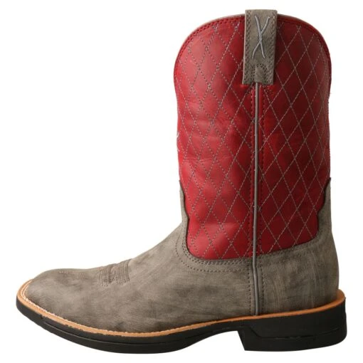 'Twisted X' Men's 11" Tech-X Cellstretch Western Square Toe - Grey / Red -Shoes Boot Store MXW0005 LT 4800x4800 295991a0 f381 405c ace7