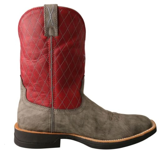'Twisted X' Men's 11" Tech-X Cellstretch Western Square Toe - Grey / Red -Shoes Boot Store MXW0005 RT 4800x4800 cca30034 bd25 4405 93d2