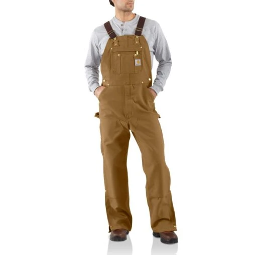 'Carhartt' Men's Unlined Duck Zip To Thigh Bib Overall - Carhartt Brown -Shoes Boot Store