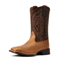 'Ariat' Men's 11" Night Life Ultra Western Square Toe - Ranger Smooth Quill Ostrich / Beam Brown -Shoes Boot Store S22 MNS WEST 10040345 3 4 front 1024x1024@2x