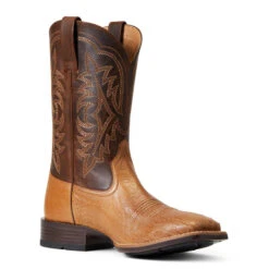 'Ariat' Men's 11" Night Life Ultra Western Square Toe - Ranger Smooth Quill Ostrich / Beam Brown -Shoes Boot Store S22 MNS WEST 10040345 medial 1024x1024@2x