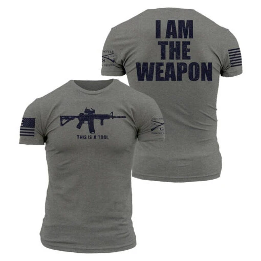 'Grunt Style' Men's I Am The Weapon Tee - Grey -Shoes Boot Store