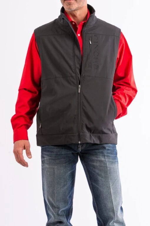 'Cinch' Men's Concealed Carry Bonded Logo Vest - Black -Shoes Boot Store