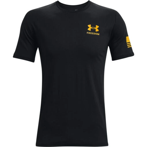 'Under Armour' Men's Freedom Flag T-Shirt - Black / Steeltown Gold -Shoes Boot Store s7.PS1370810
